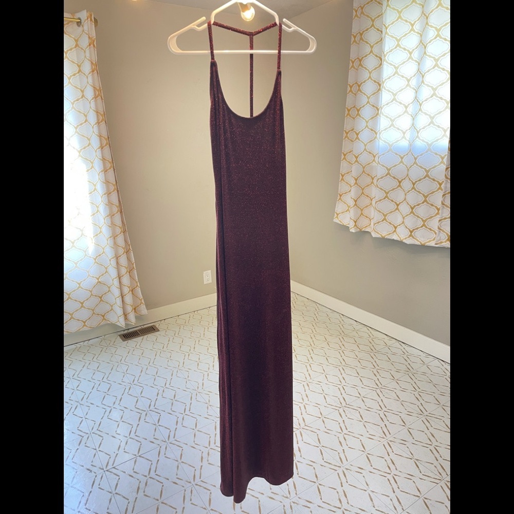 Nwot Superdown Floor Length Curve Hugging Dress G… - image 1